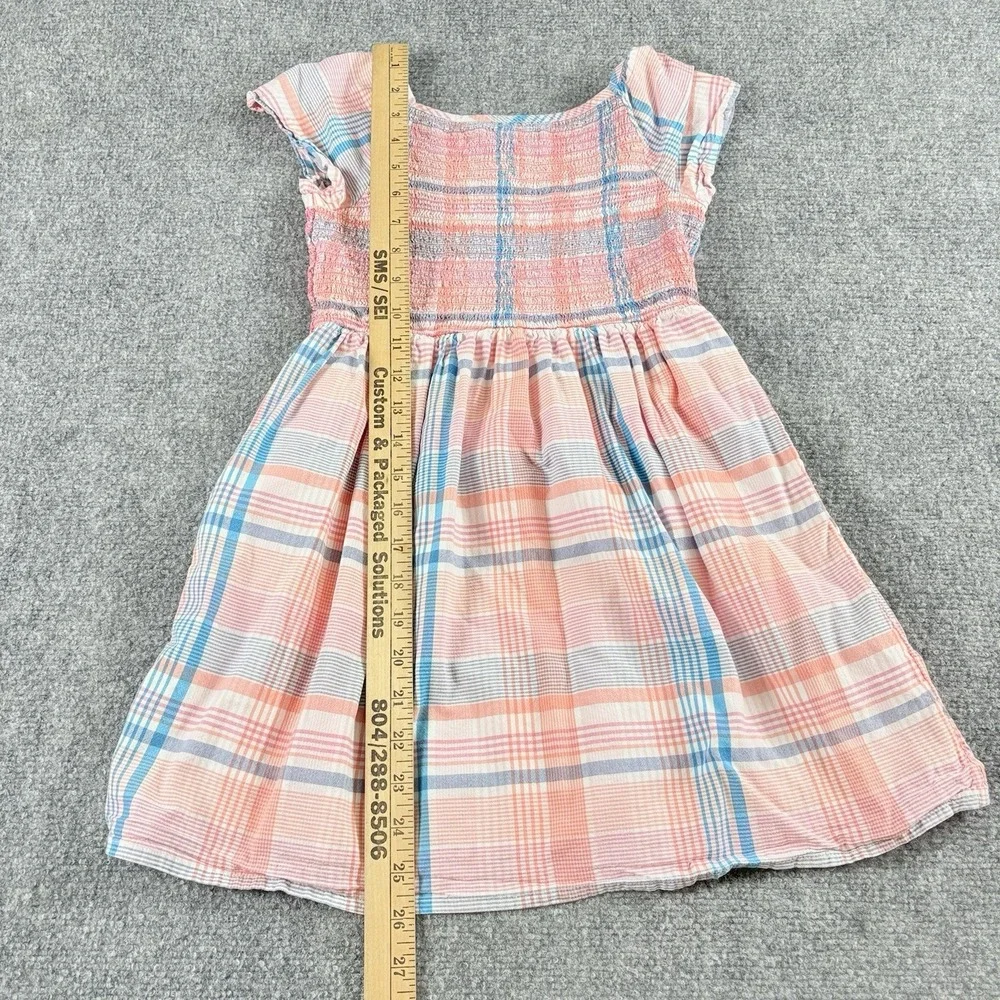 Lands' End Dress Girls 8 Pink Plaid Smocked Cottagecore Boho‎ Fairy Pockets